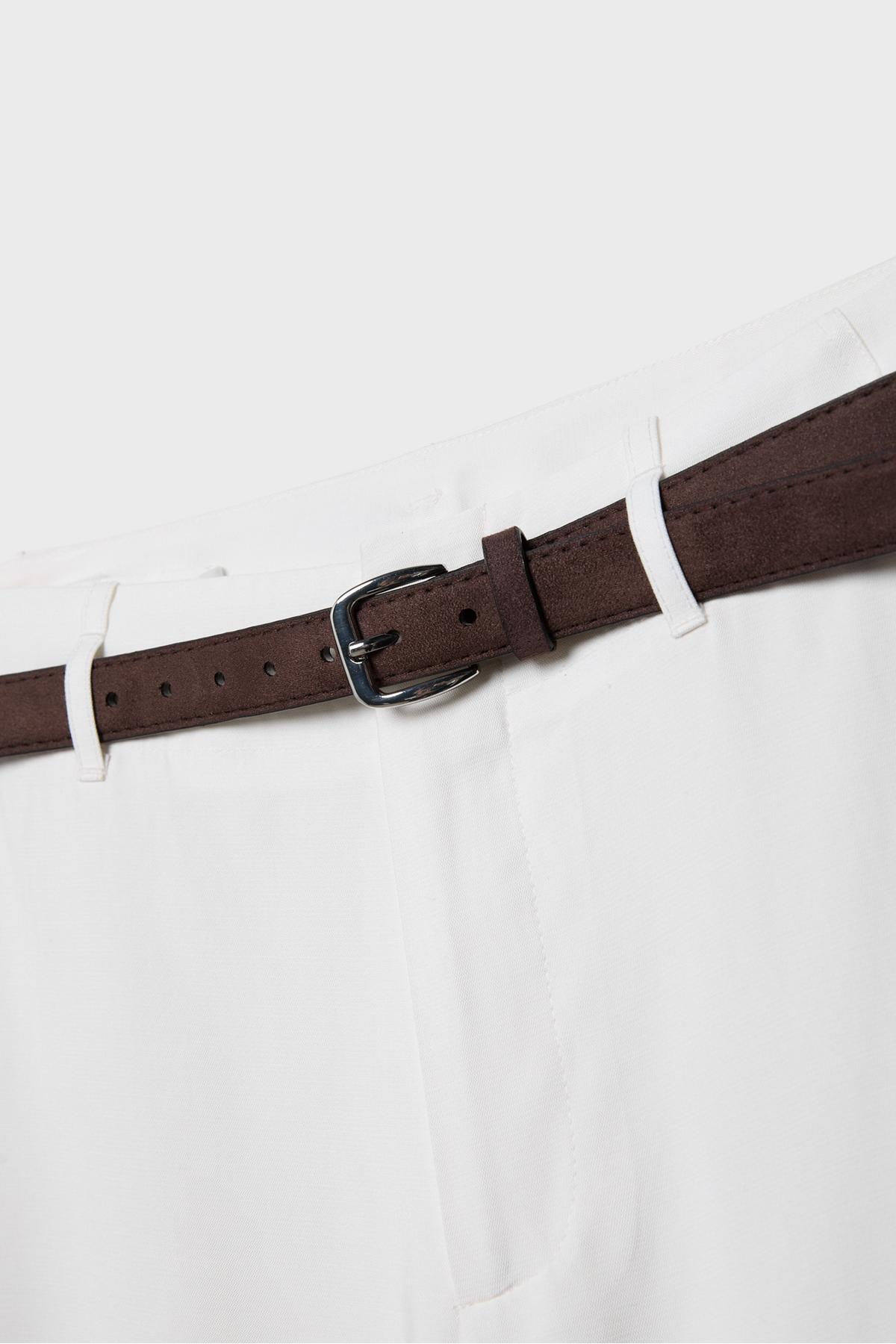 Stradivarius  Kemerli dökümlü düz kesim pantolon - Görsel 8