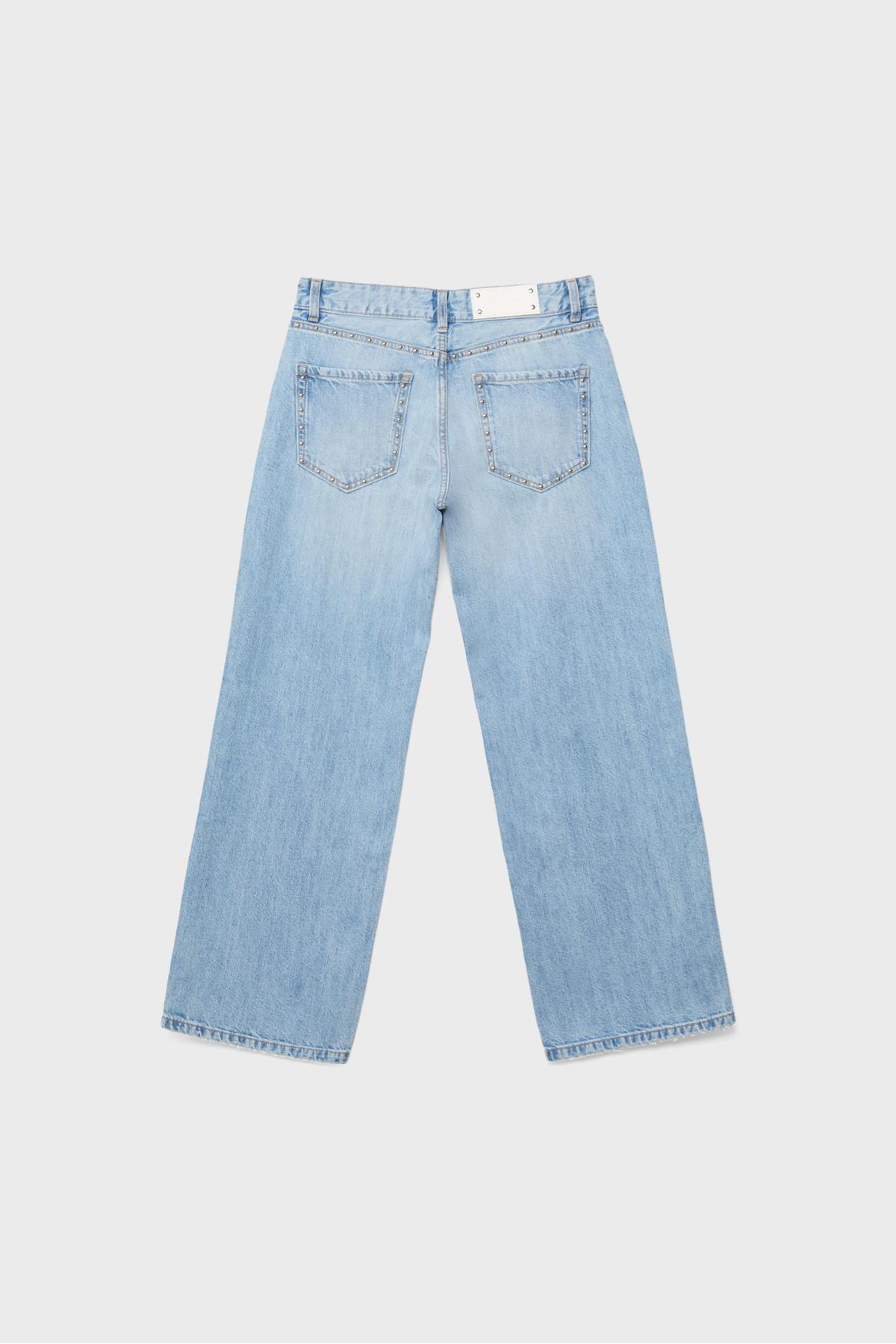 Stradivarius  Geniş paça düşük bel zımbalı jean - Görsel 6