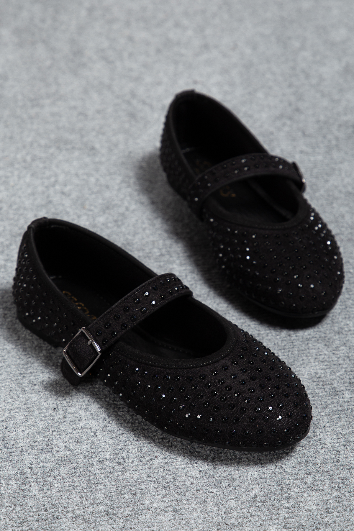 Lina Helmeted Gemstone Suede Stylish Women's Flat Shoes