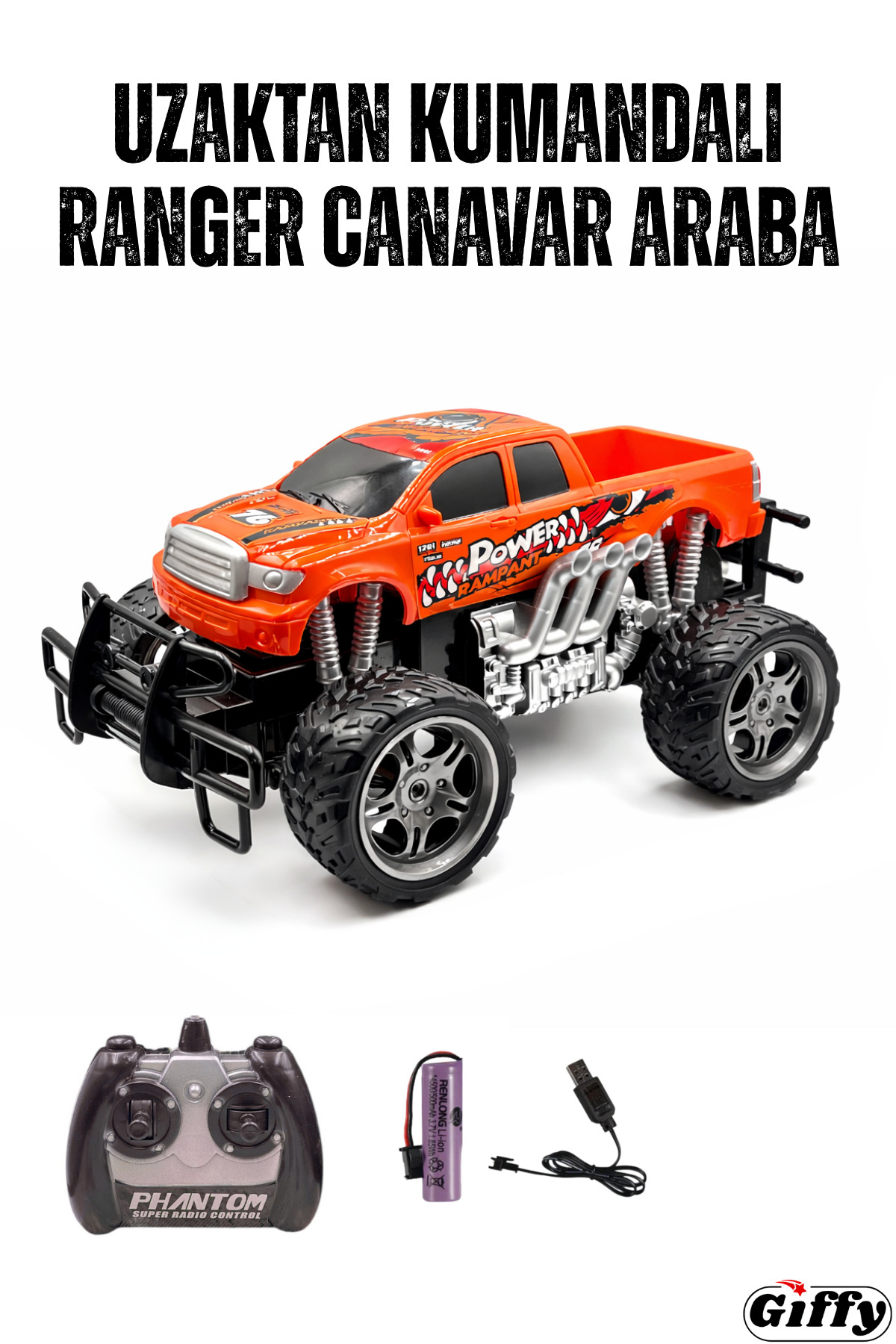 giffy Uzaktan Kumandalı Canavar Ranger Araba Şarjlı Full Fonksiyon