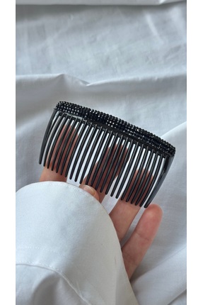 YOYYO Kristal Taşlı Siyah Yan Tarak Toka - Şık Topuz ve Saç Tokası