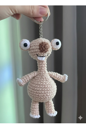 NEVAMATÖLYE Buz Devri Sid Karakteri El Örgüsü Amigurumi Anahtarlık - Çanta Ak...