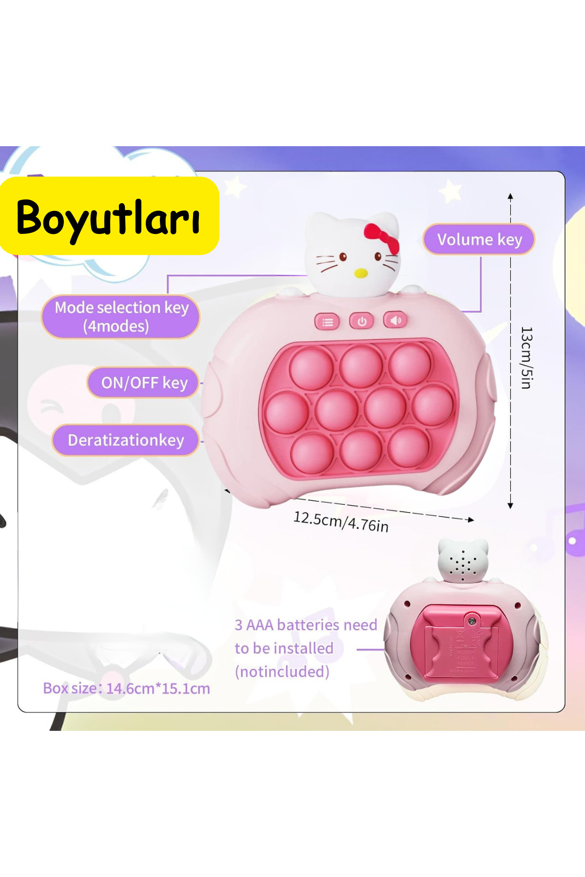 düşler oyuncak dünyası Işıklı Sesli Müzikli Hello Kity Karakterli Popit Pilli Eğitici Stres Giderici Konsol HELLO KİTTY fotoğrafı 2 (önizleme)