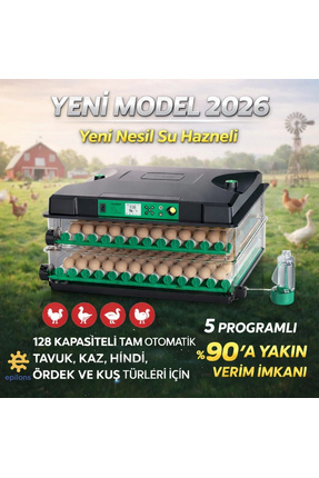 Epilons FX128 Model Tam Otomatik Kuluçka Makinesi – 128 Kapasiteli, Çift Katl...