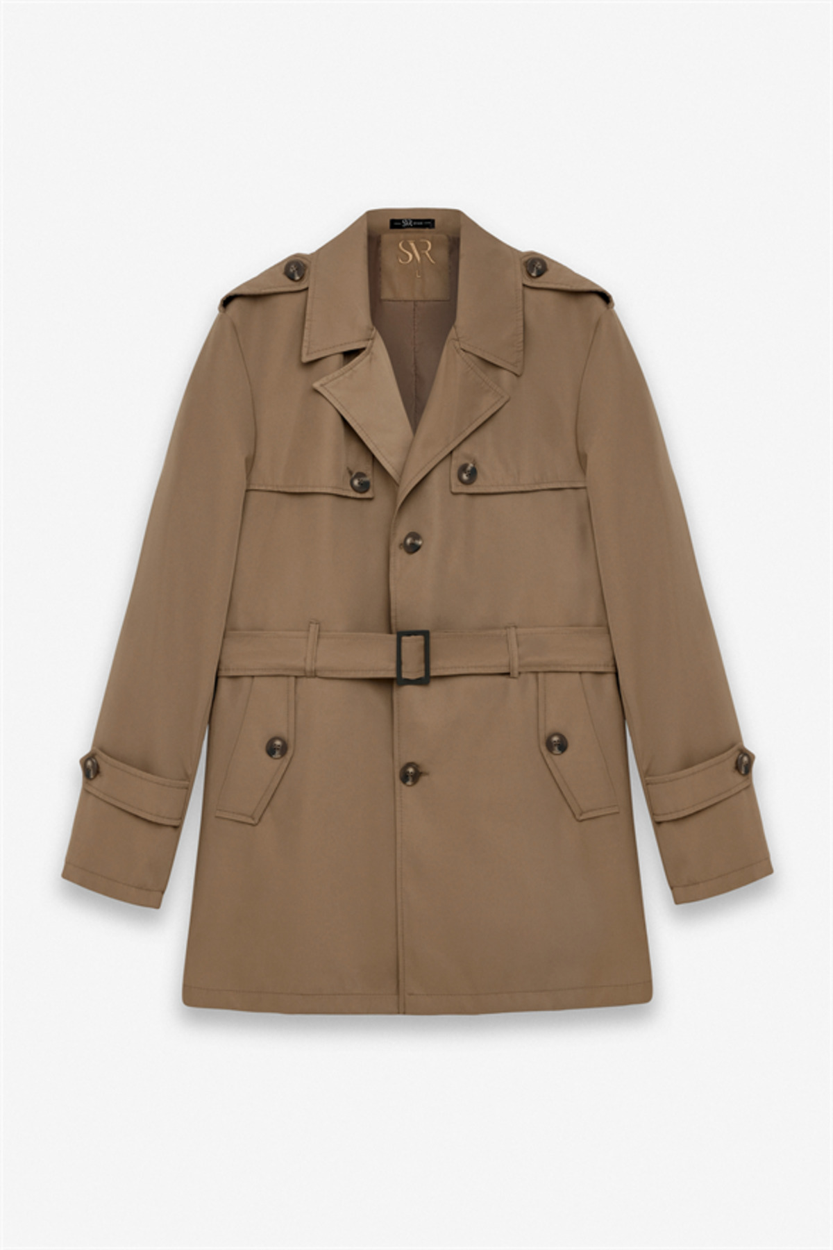 SÜVARİ  Bej Slim Düz Cepsiz Trençkot - Görsel 9