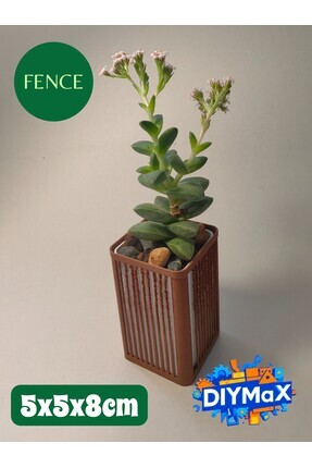 DIYMaX FENCE Model Dekoratif Saksı 5x5x8 cm – Parmaklık Desenli Modern Mini S...