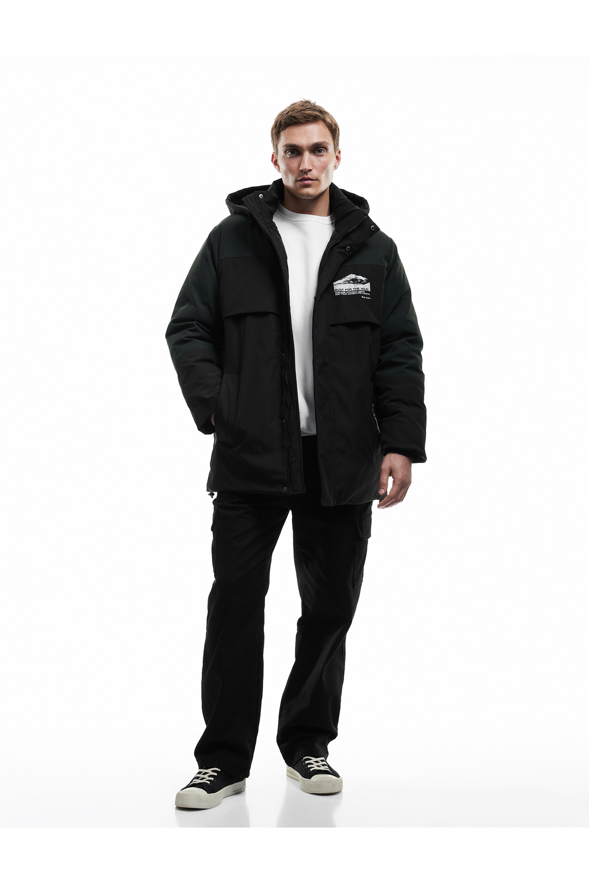 Çıkarılabilir Kapşonlu Baskılı Cep Detaylı Parka Mont — مشکی 6WAM00023HW — تصویر 2 از 7