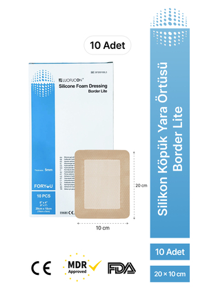 luofucon Silikon Köpük Yara Örtüsü Yapışkan Kenarlı Yara-Yanık Örtüsü 20x10cm...