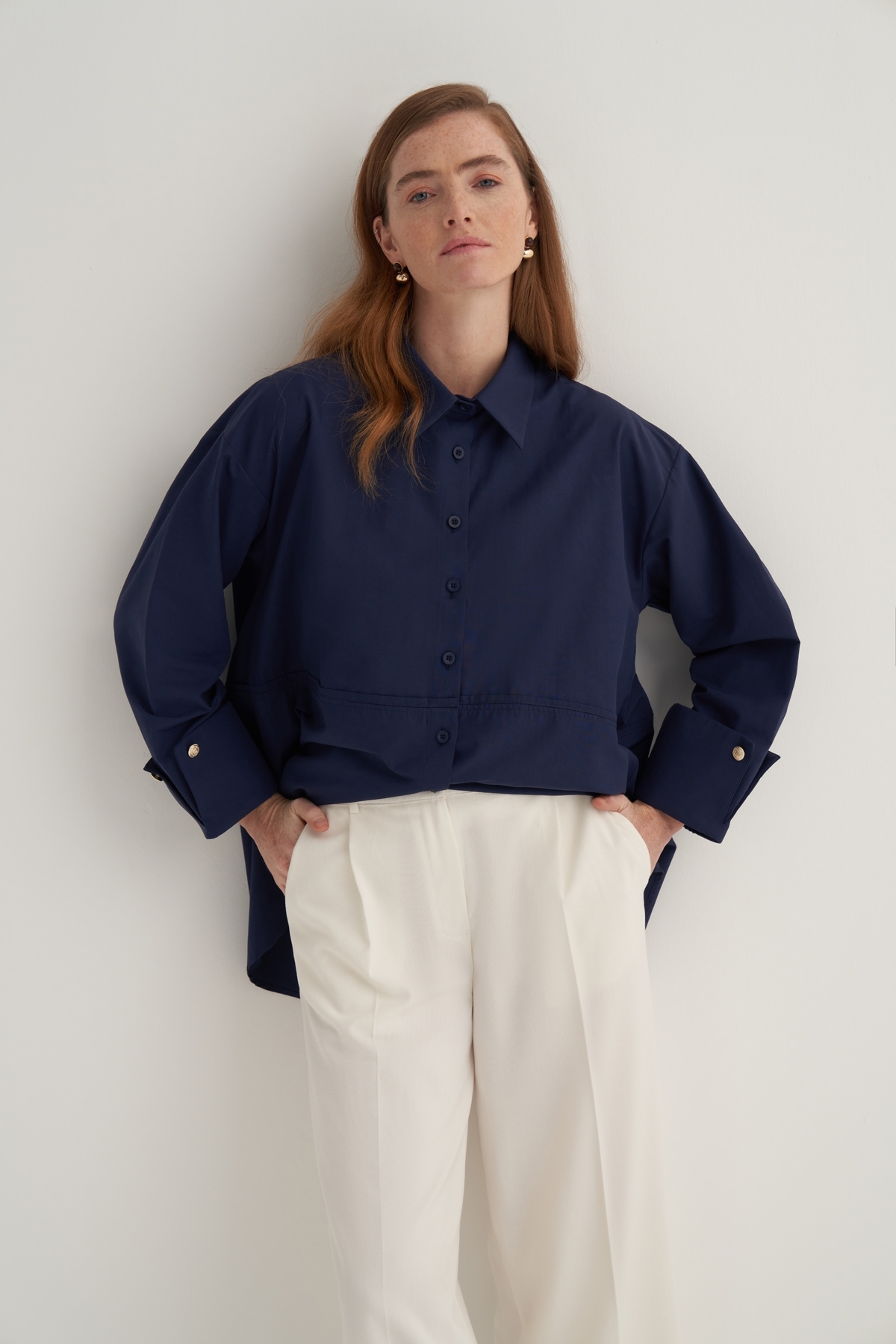 ebu prive  Kadın Düz Kesim Pensli Pantolon Ekru - Görsel 5