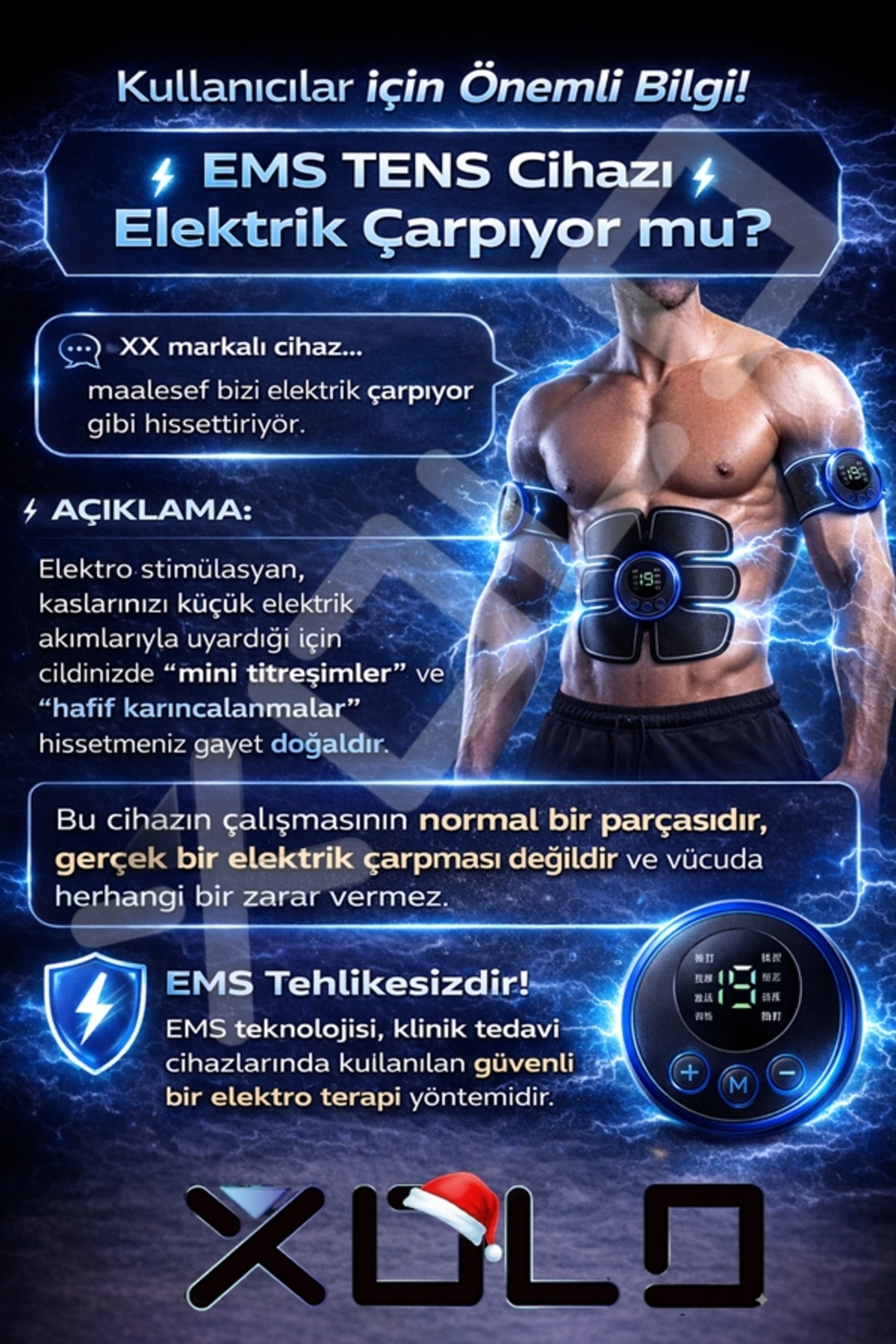 Xolo Ems Pro Vücut Kas Geliştirme Egzersiz Masaj Cihazı 5li Set 5