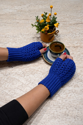 örgü El Yapımı Parmaksız Eldiven/ Ajurlu Şık Tasarım/ Kışlık Eldiven