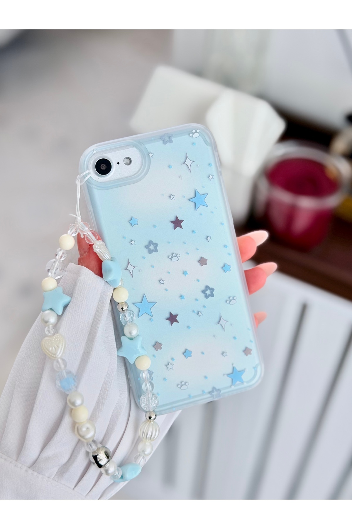 Iphone 7 - 8-SE 2020 - SE 2022 Compatible Charm Star Design Flexible Silicone Case with Toy