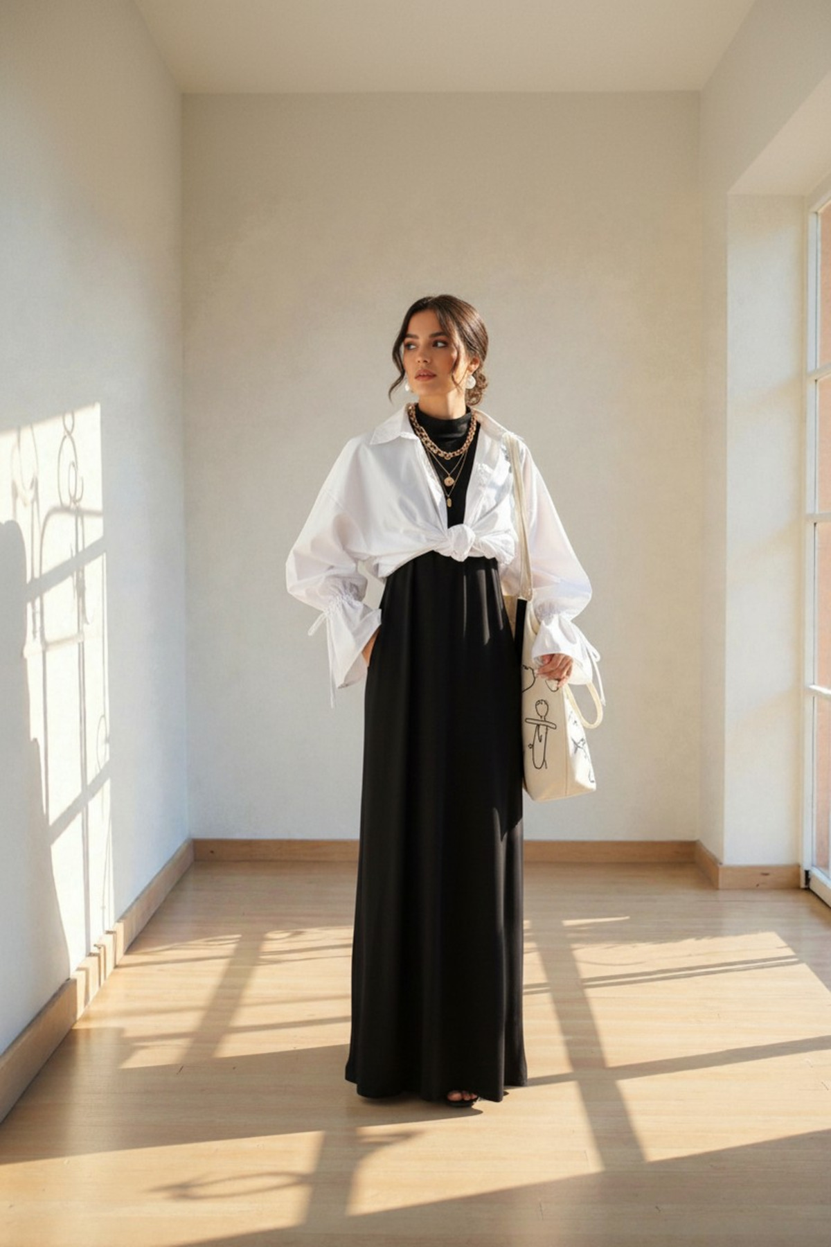 ENDAMIM  Yarım Yaka Kolsuz Rahat Kalıp Esnek Penye Kumaş Elbise Astar / Içlik - Görsel 5