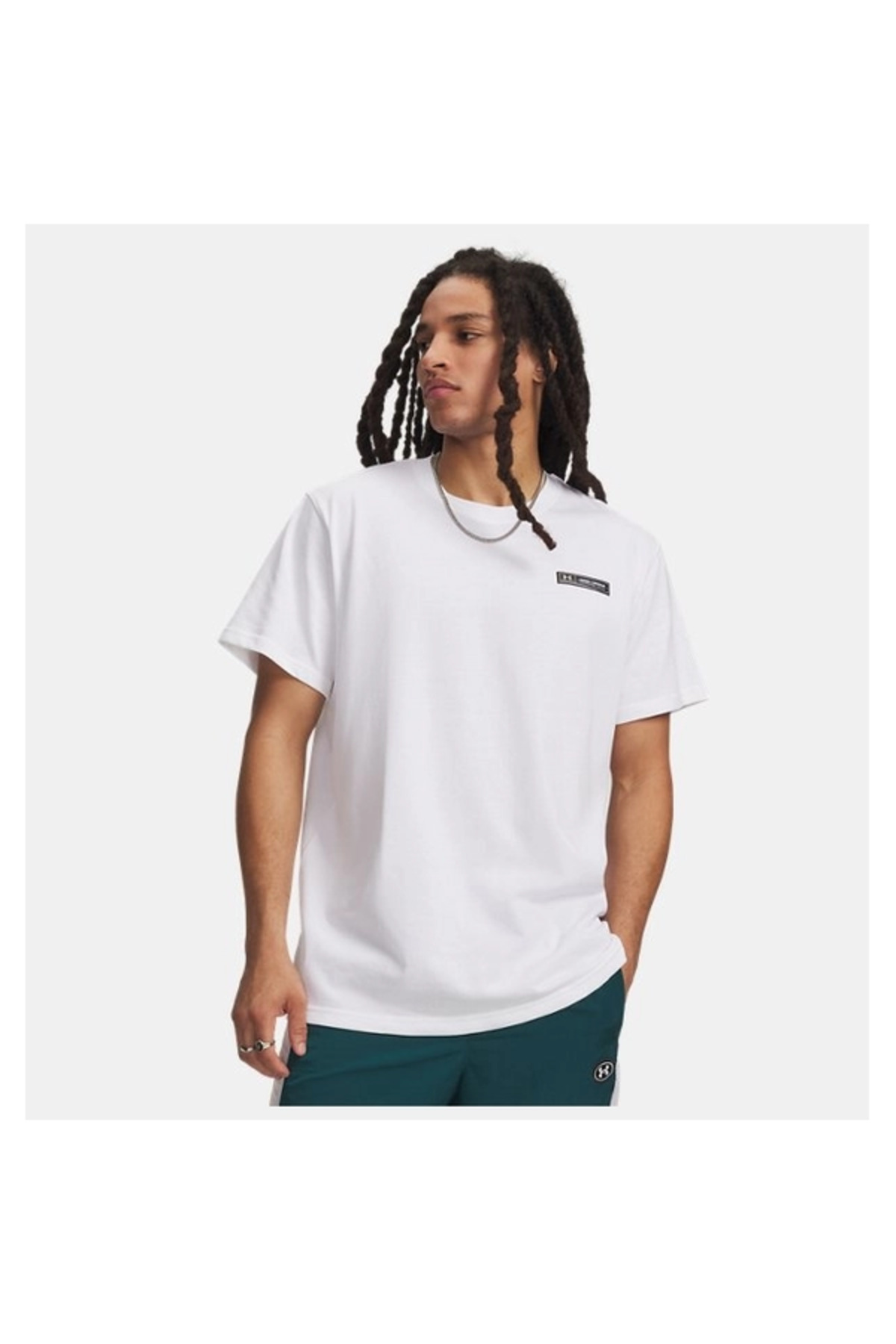 آندر آرمور تی‌شرت مردانه سفید یقه گرد گشاد کد 1382831-100 UA HW ARMORY LABEL SS