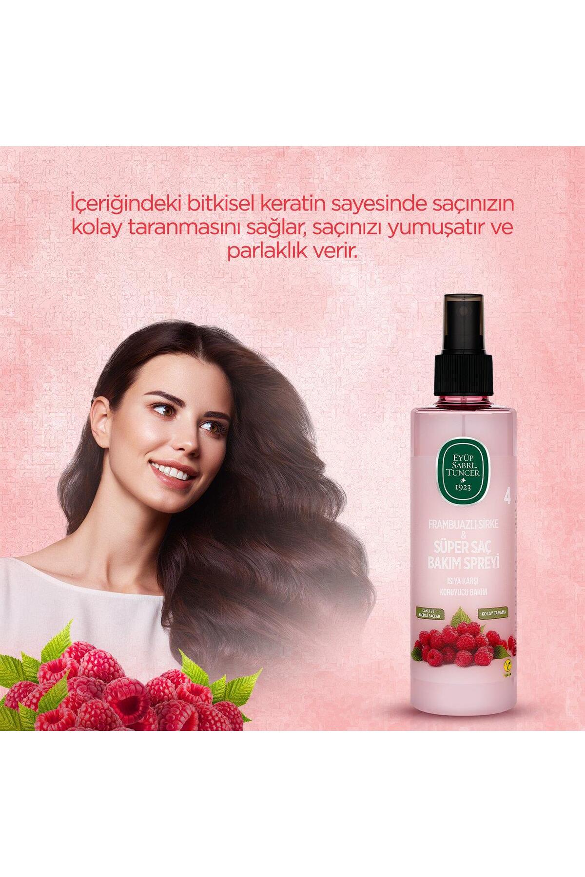 ۳ عدد اسپری مراقبت از مو با رایحه تمشک Eyüp Sabri Tuncer، ۲۱۰ میلی‌لیتر و پد پنبه‌ای ROSIE — rosie-dvc-000079 — تصویر 3 از 5