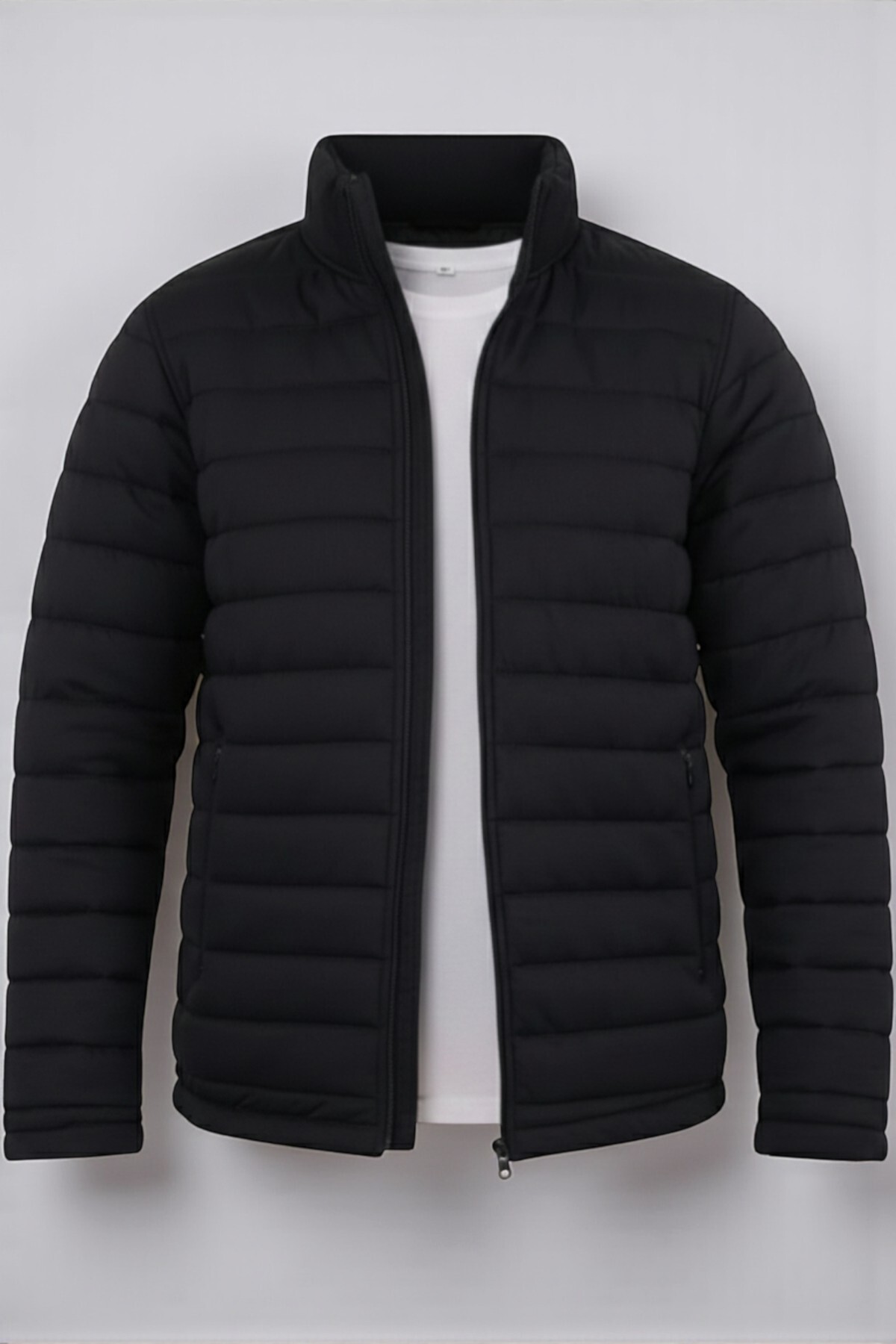 Gameyal  Erkek Siyah Kapitone Astarlı Çift Cepli Şişme Mont