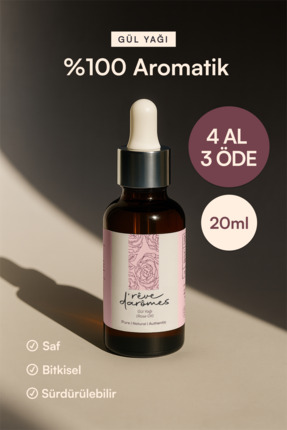 Rêve d’Arômes %100 Aromatik Cilt Yenileyici & Nemlendirici Gül Yağı - 20 ml