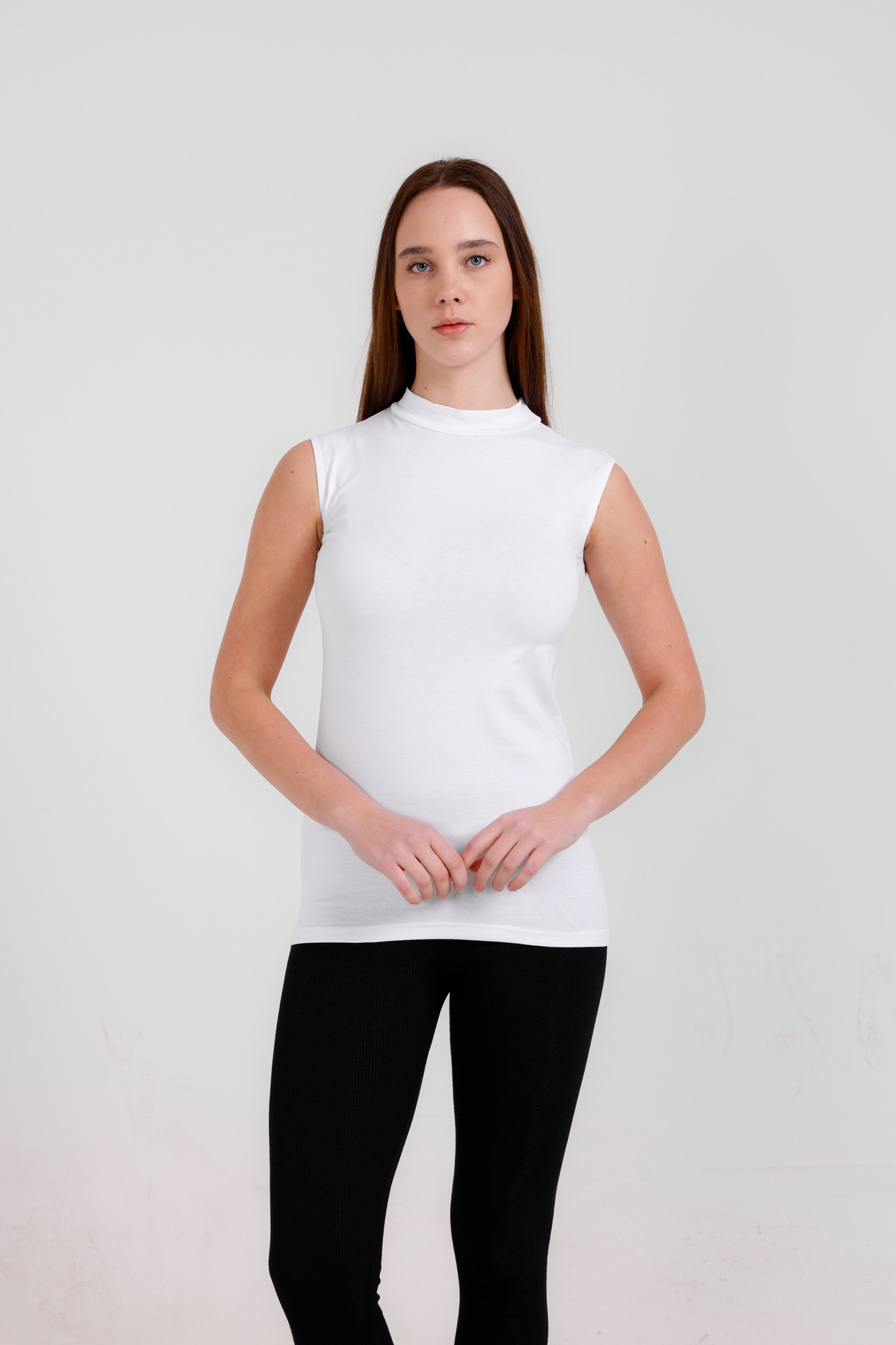 Women's White Lycra Zero Sleeve T-Shirt