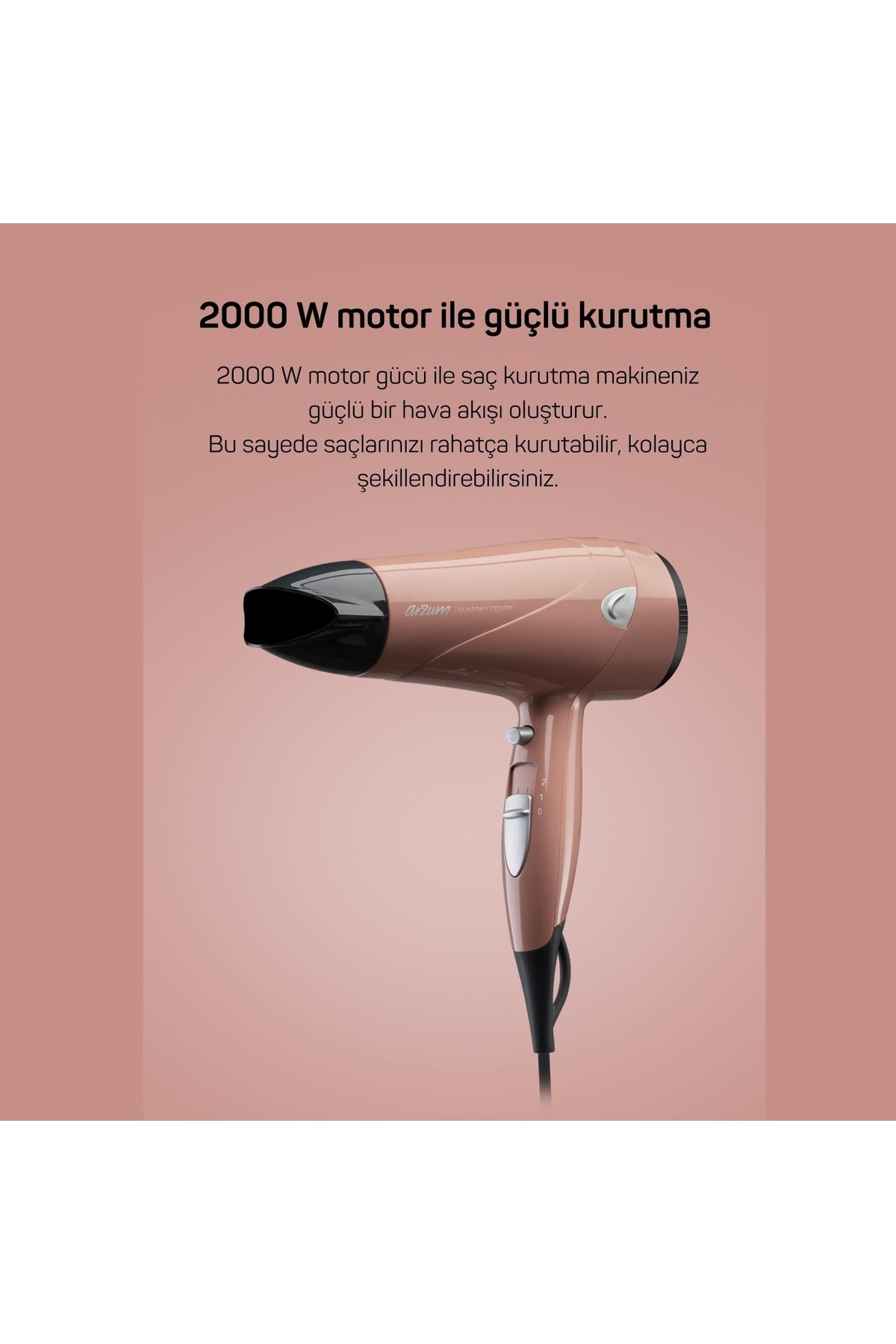سشوار رنگی سنفونی AR5014-AG، مناسب برای عصر و شب — 8690010400772 — تصویر 3 از 3