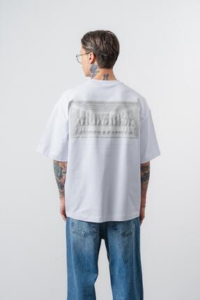 Respire Erkek Da Vinci Baskılı Oversize T-Shirt Beyaz