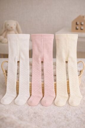 Peppino 3'lü Kız Bebek & Çocuk Pamuklu Külotlu Çorap Renkli Desenli