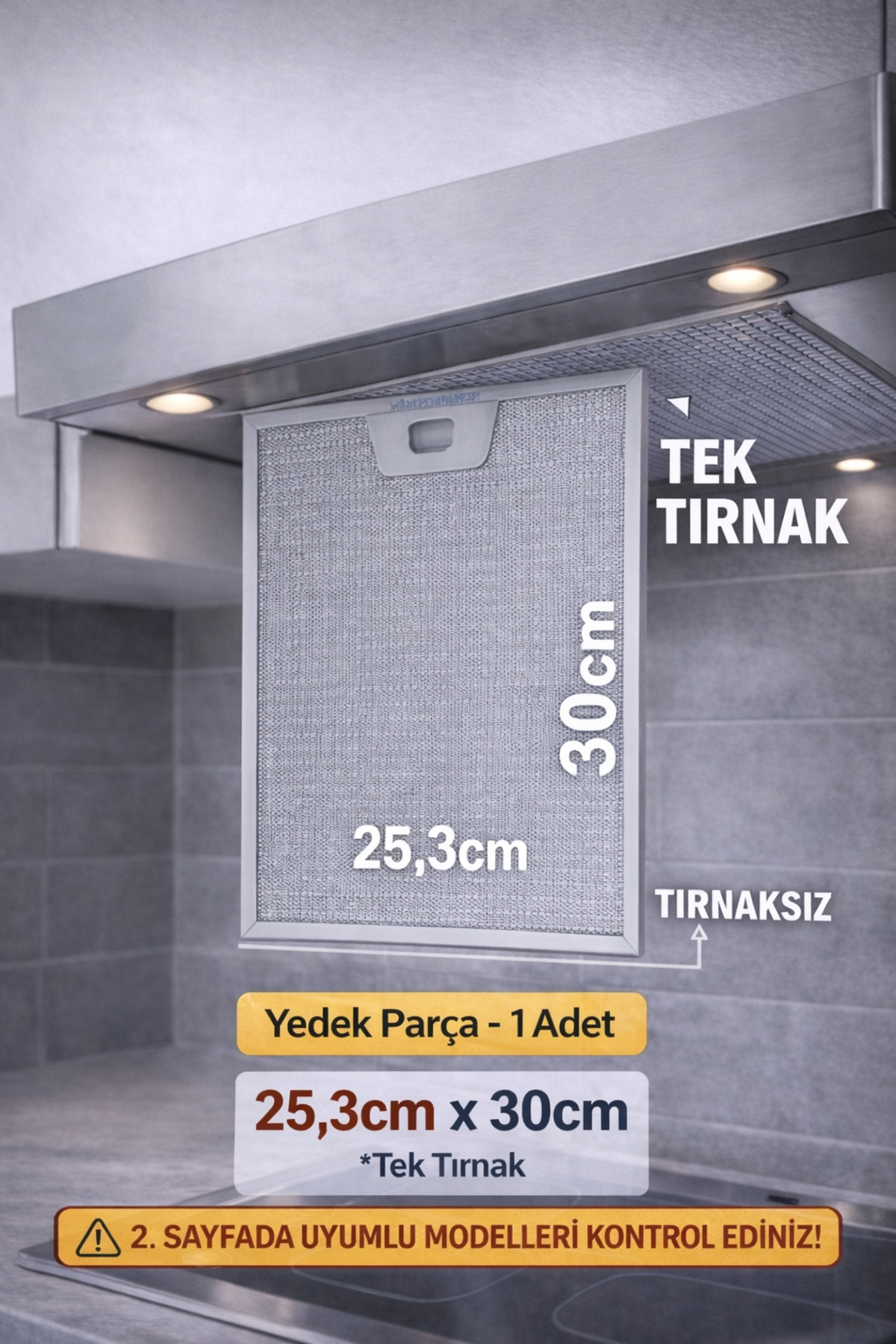 Siemens Davlumbaz Filtresi 253x300 Aspiratör Tel Filtre Ön Kısım Tek Tırnak, Arka Kısım Tırnaksız Uyumlu