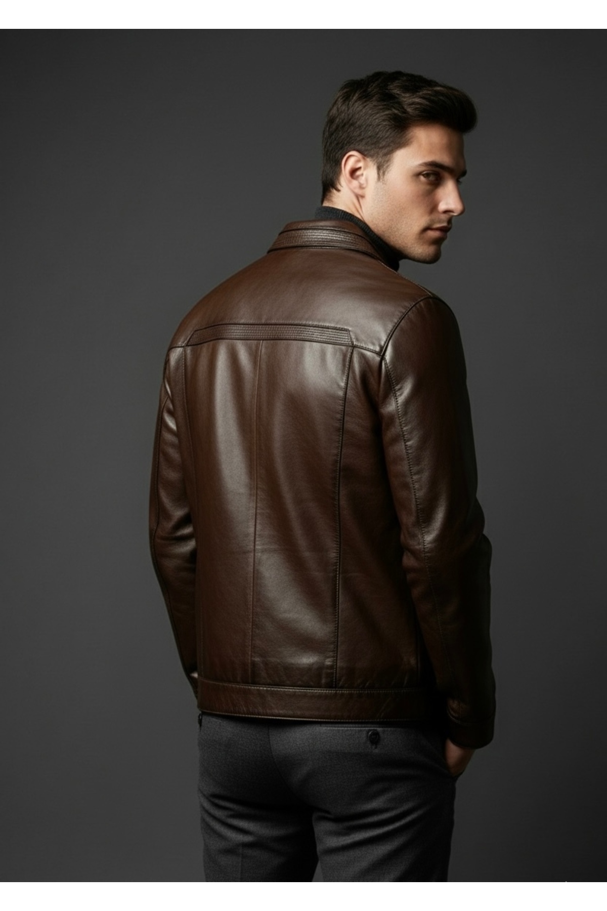 SAVARA  Erkek koyu kahve polo yaka Gerçek Deri mont Regular Fit Rahat Kalıp %100 orginal - Görsel 5