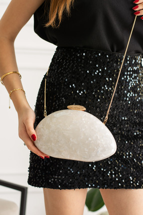 Benedetta Kadın Kemik Akrilik Gold Detaylı Zincirli Omuz Çantası