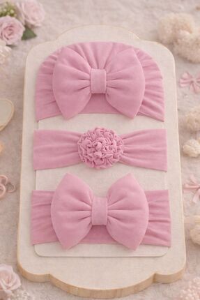 Peppino Kız Bebek Fiyonklu Bone Bandana 3lü Set