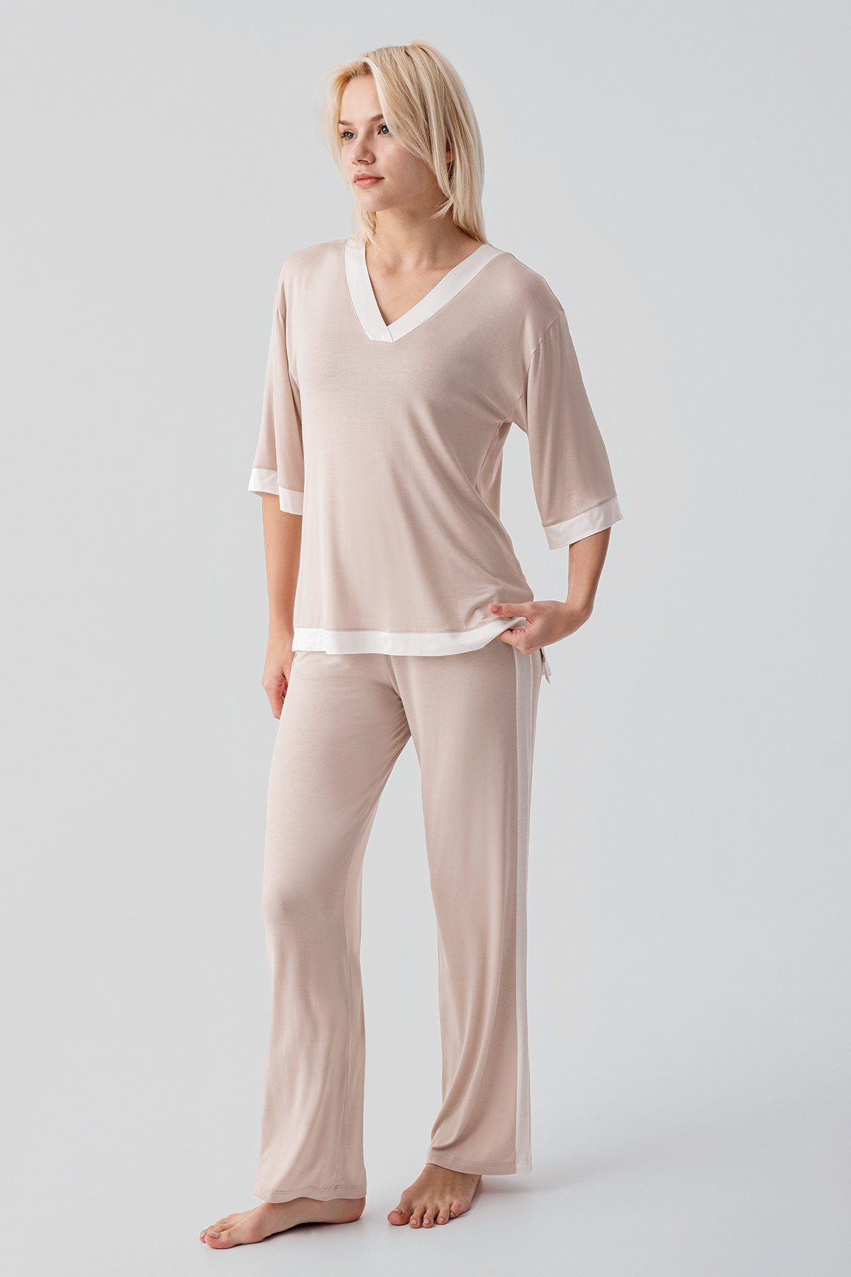Short Sleeve Flexible Viscose Pajamas Set