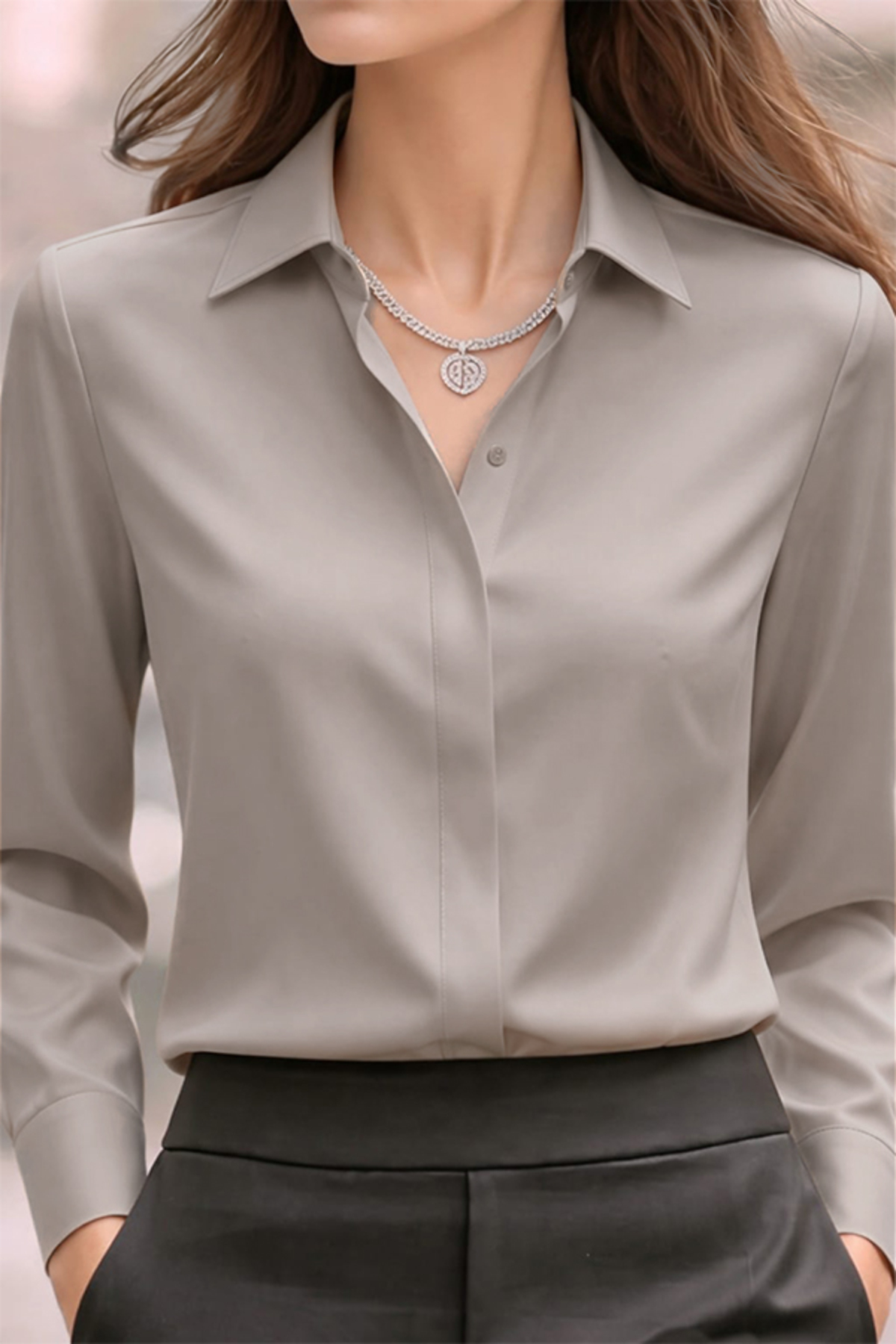 TRENDBUTİKOFFİCİAL  Dubai Krep Kumaş Gömlek - Fuşya - Görsel 2