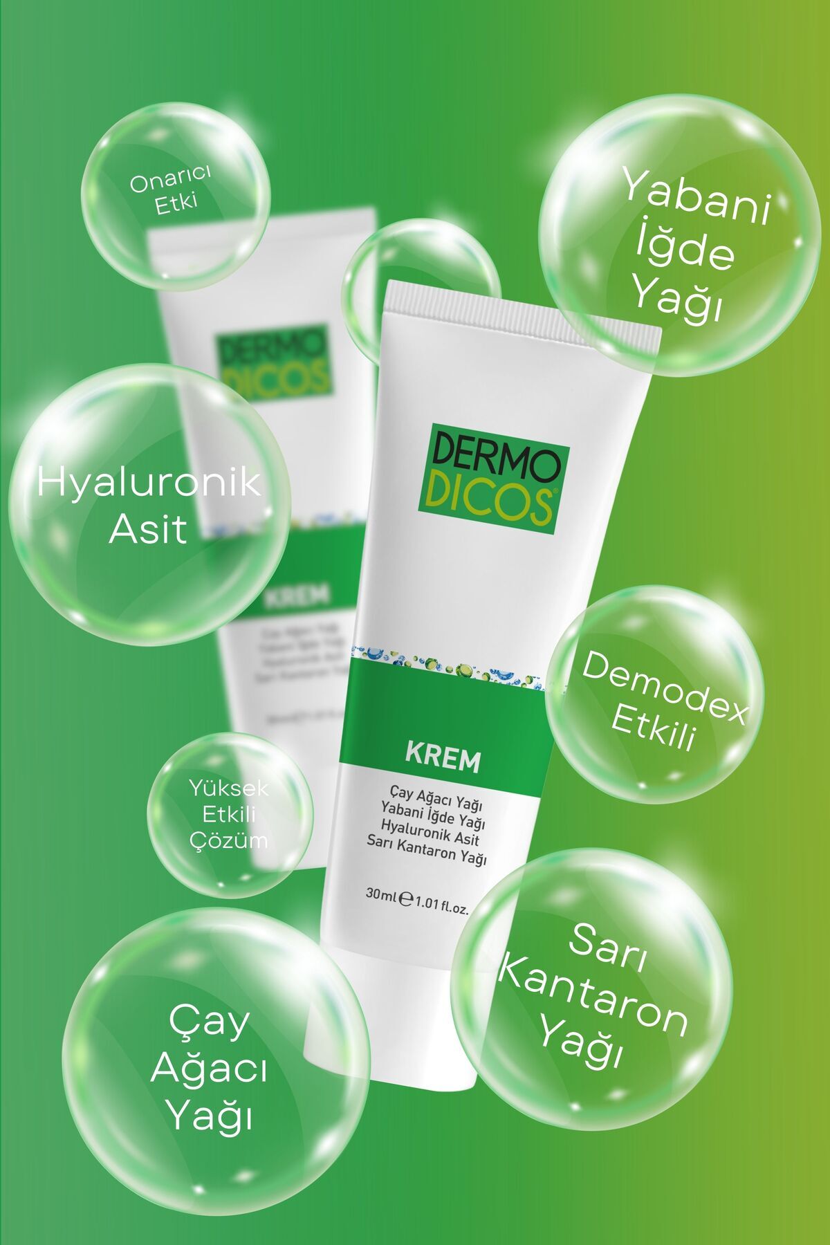 Yüz Bakım Kremi Mekanik Bariyerli Nemlendirici 30 ml Hyaluronik Asit Dermodicos — 8680145081847 — تصویر 3 از 5