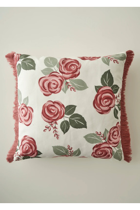 Bella Maison Rose Baskılı Kırlent Kılıfı Krem (43x43 cm)