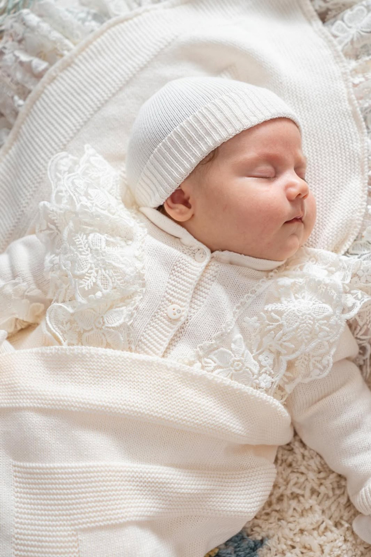 Naka Concept Elegans Kız Bebek Triko 5’li Hastane Çıkış Seti-Premium Cotton Knit Newborn Set-Gift Ready fotoğrafı 2 (önizleme)