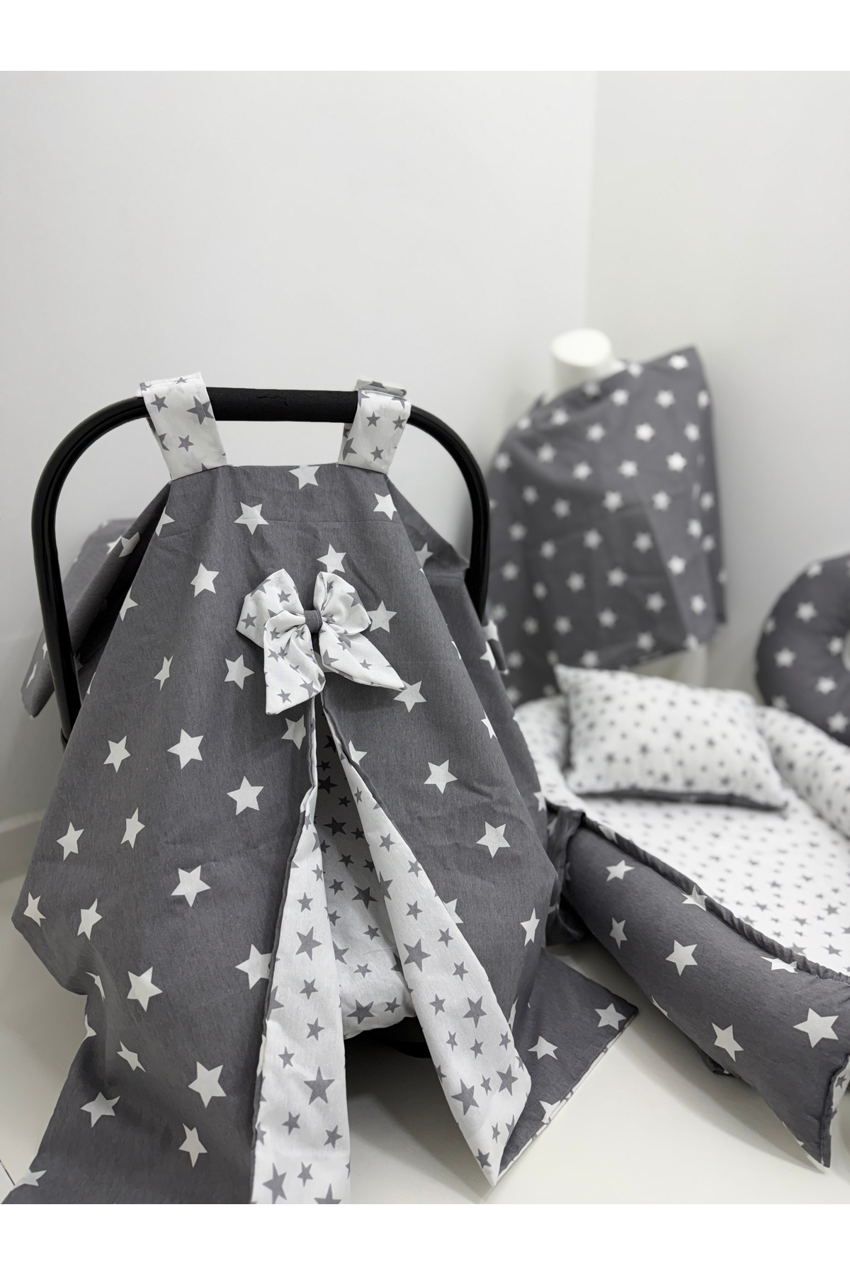 Balamira Babynest Gri Beyaz Yıldız 10 Lu Babynest Takımı fotoğrafı 6 (önizleme)