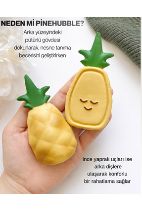 Hubble Bebek Diş Kaşıyıcı Ve Oyuncak - Ananas Şekilli Dişlik (%100 DOĞAL KAUÇUK)