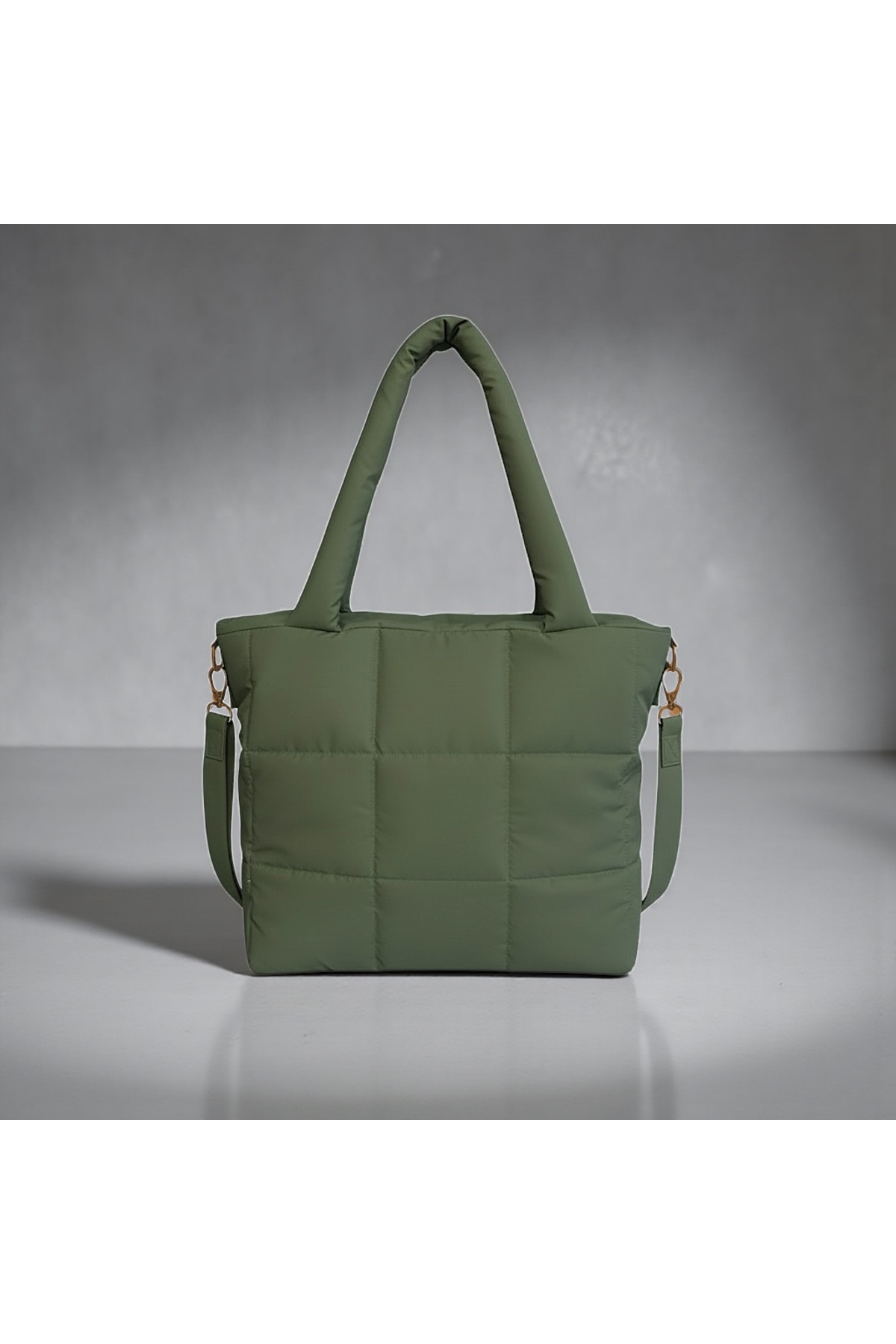 Khaki Quadrato Puffer Bag