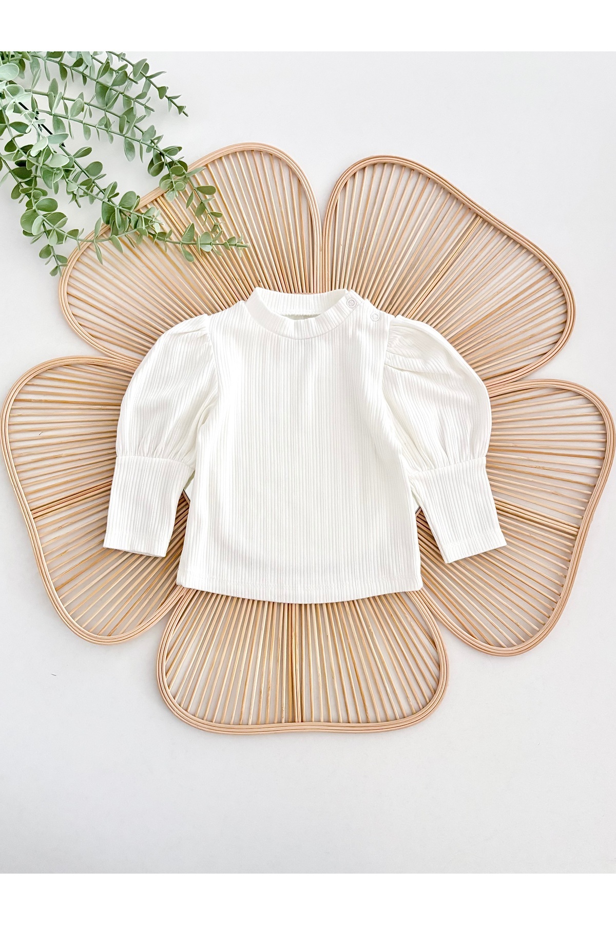 Jammybaby Püsküllü Kot Jile Elbise %100 Pamuk Likralı Ribana Balon Bluz Lüks Jean Kız Bebek Takım fotoğrafı 3 (önizleme)