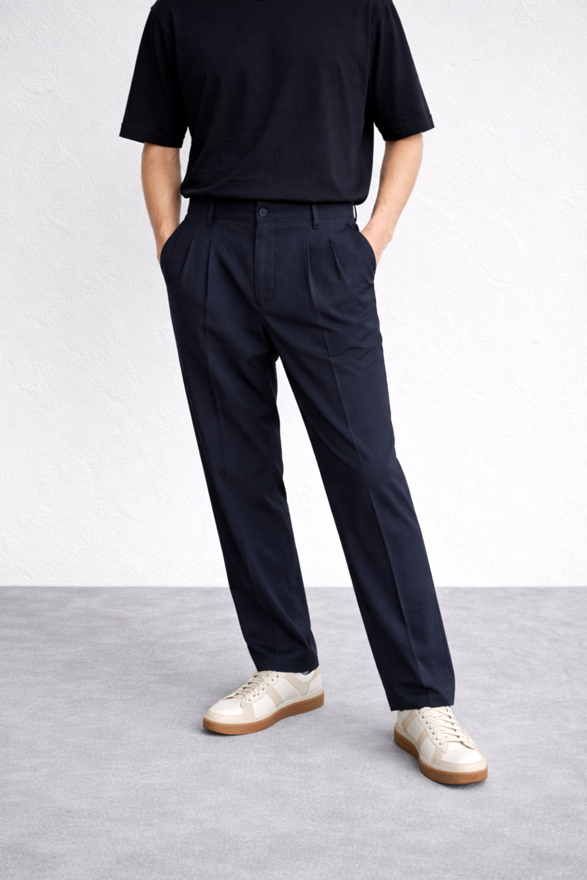 Baggy mold, summer-spring, flexible-cast, pleat detailed, wide fabric pants ASP01
