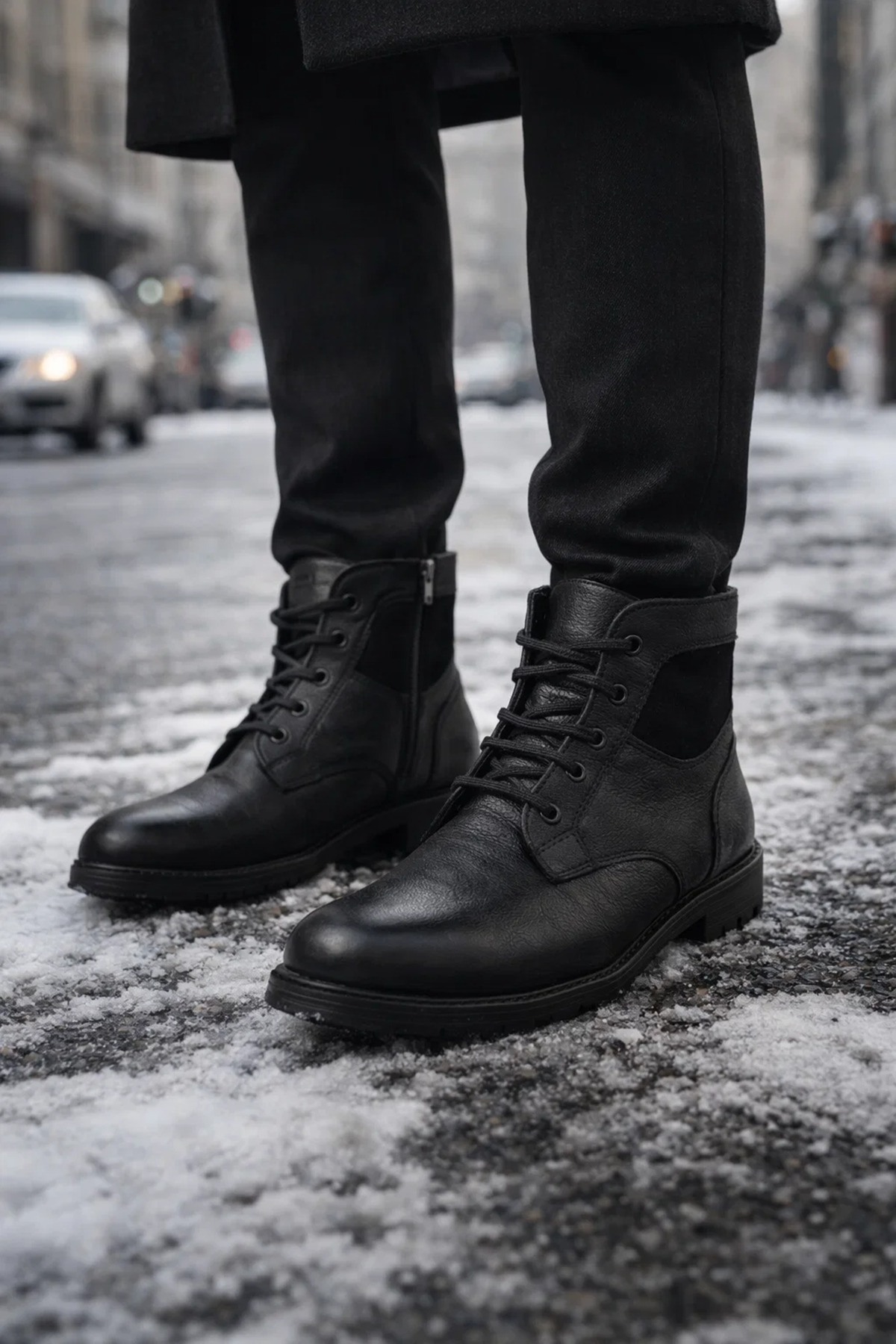 Allien  Timsah Desen Hakiki Deri Fermuarlı Soğuk Geçirmez Ped İşleme Baba Genç Klasik Tommy Tarz Bot - Görsel 5