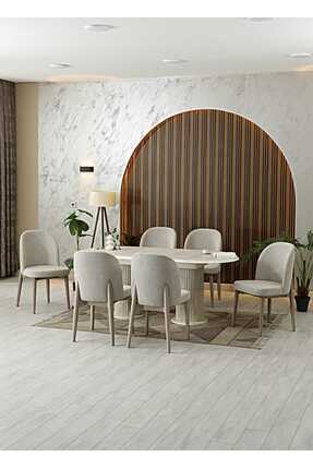 RİGATO ferramente HENA TRAVERTEN YEMEK MASA SANDALYE TAKIMI