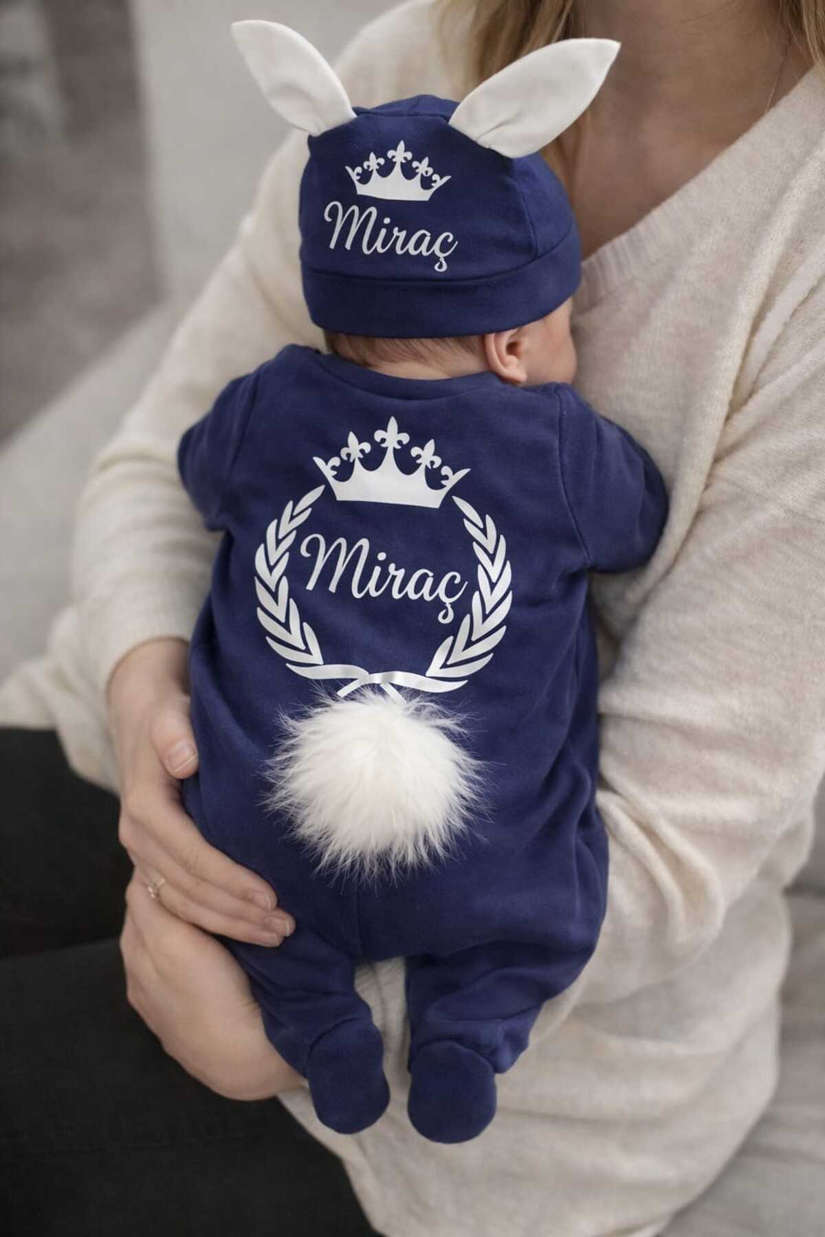 BY TUNA DESİGN Miraç Isimli Erkek Bebek Tulum, Isimli Erkek Bebek Hastane Çıkışı fotoğrafı 2 (önizleme)