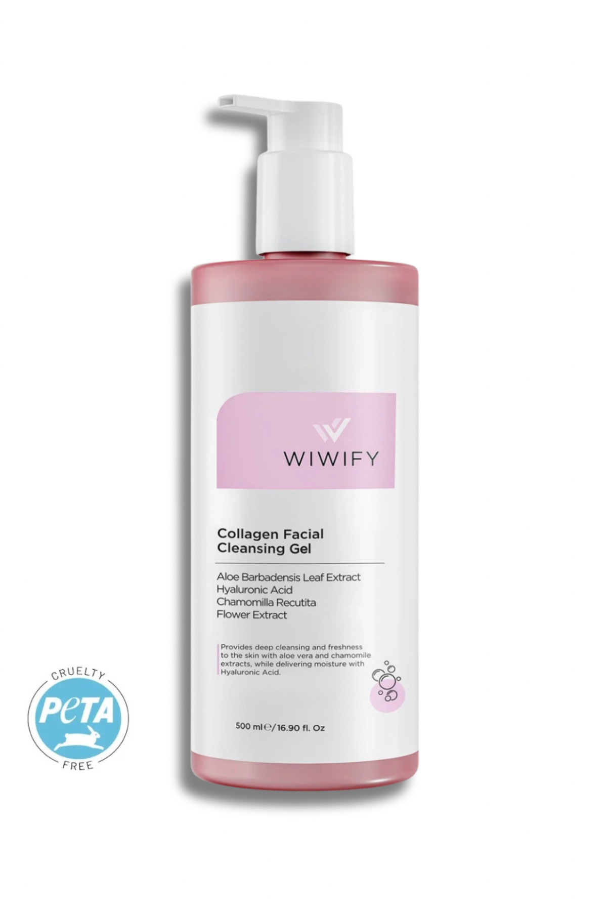 WIWIFY Arındırıcı, Tazeleyici Yüz Temizleme Jeli (Aloe Vera Ve Papatya Özlü + Hyaluronic Acid) 500 ML — 115