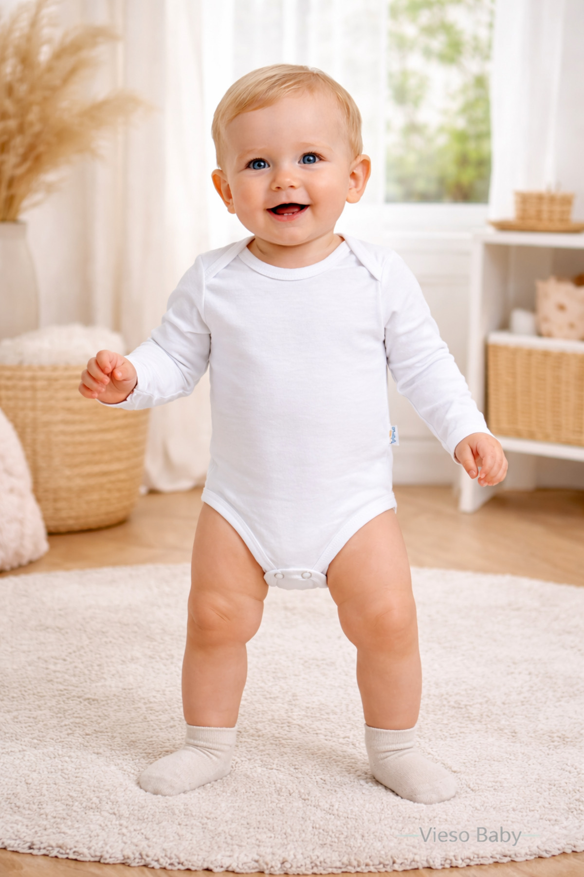 Rany Baby Kids 5 Li Uzun Kollu Çıtçıtlı bebek kız erkek body Zarf Yaka fotoğrafı 3 (önizleme)