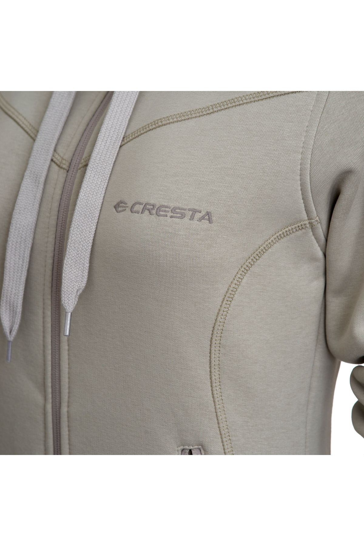 Cresta Tam Fermuarlı Kapüşonlu Gri Kadın Sweatshirt görsel 4
