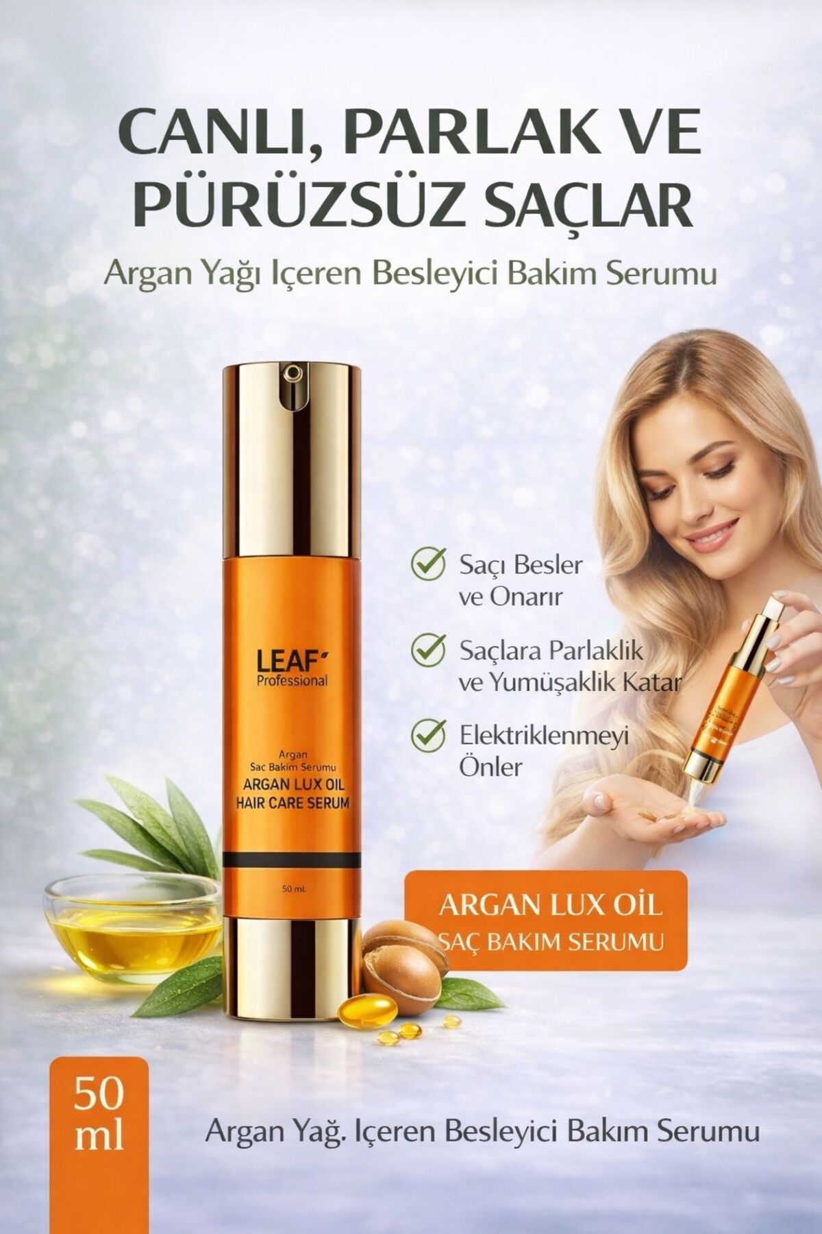 leafcolor Professional Argan Lux Oil Saç Bakım Serumu 50ml — LF20