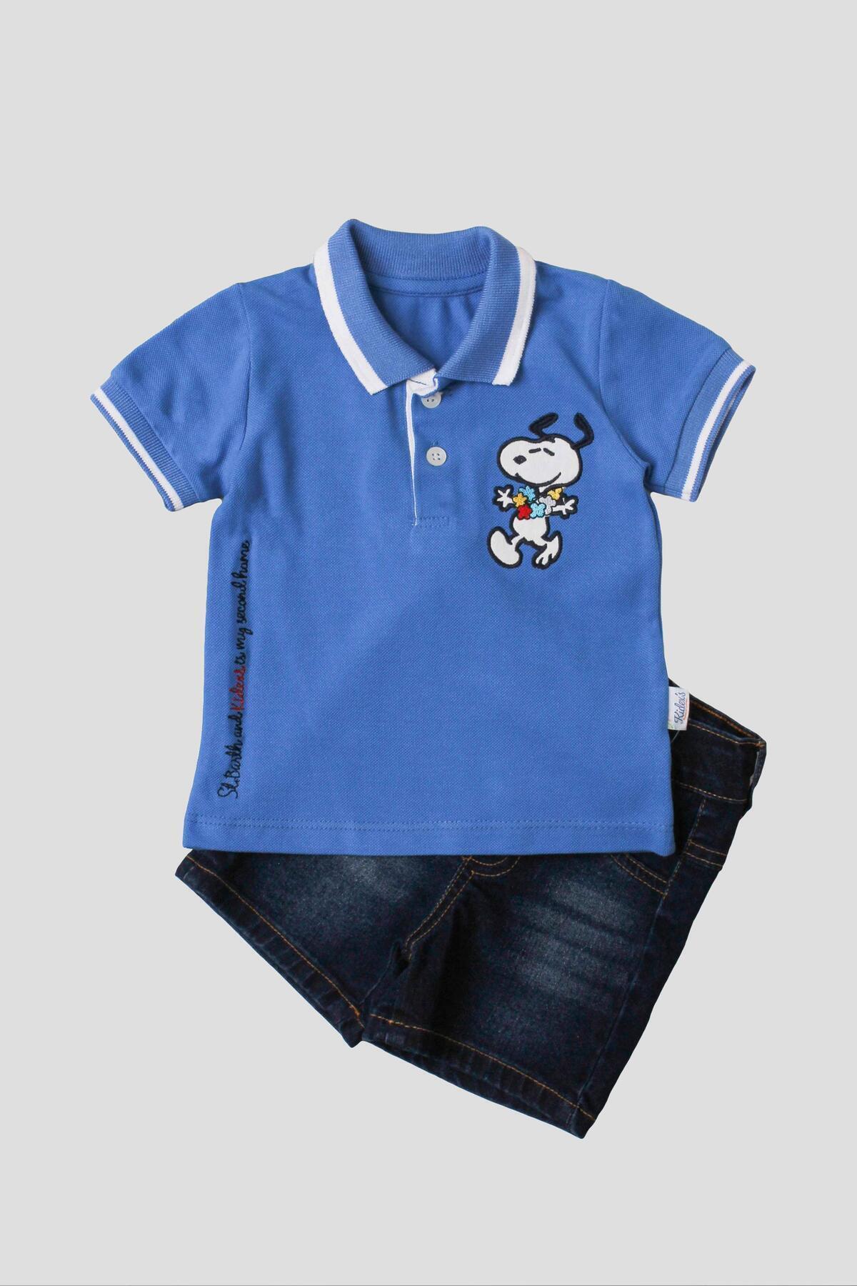 Chicsy Baby Erkek bebek pamuklu polo takım pantolon üst ikili takım düğün doğum günü nişan nikah bayram fotoğrafı 2 (önizleme)