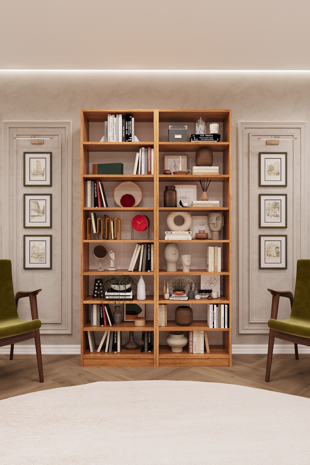 Luxury 16 Shelves Adjustable Home Office Bookshelf 100% MDF Decorative Library Bookshelf K13