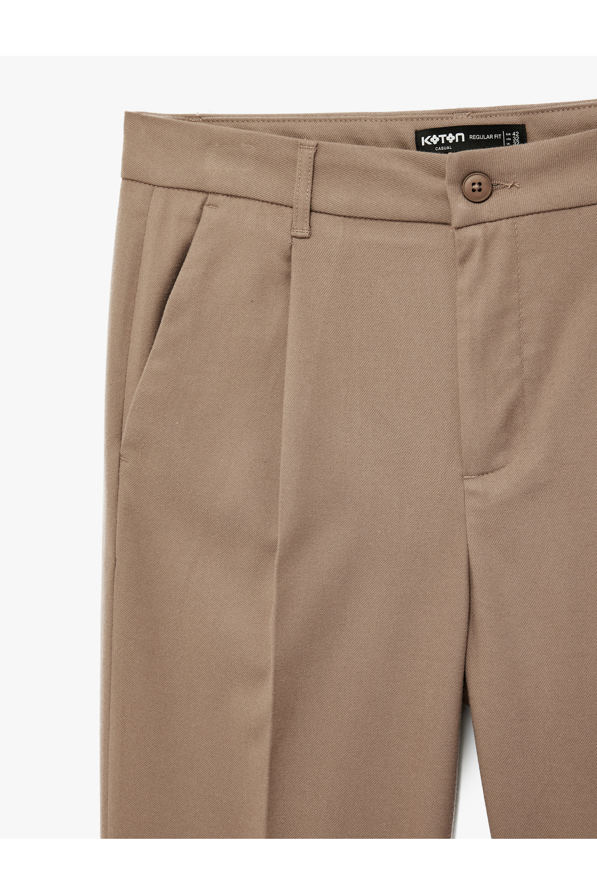 Regular Fit Viskon Karışımlı Cepli Düğmeli Pileli Kumaş Pantolon — قهوه‌ای 6SAM40029NW — تصویر 5 از 5