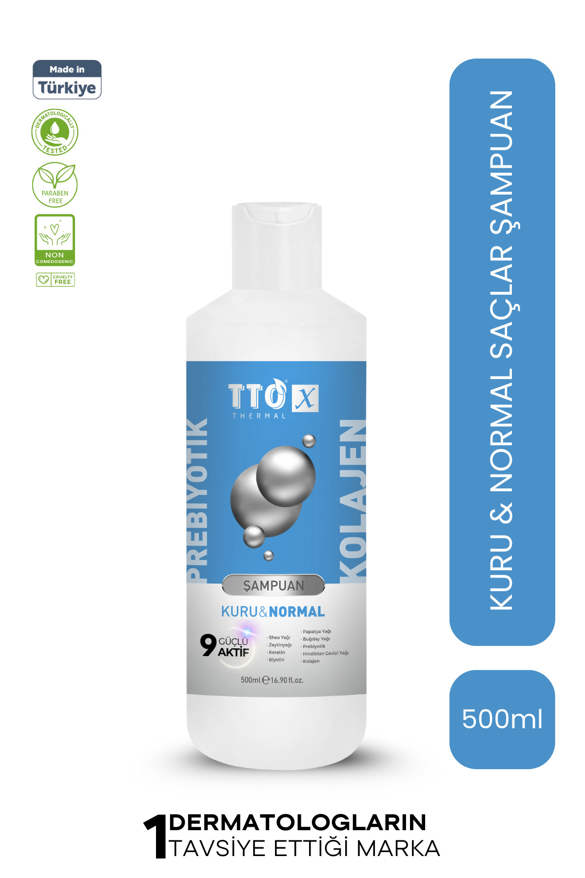 TTO Şampuan Kuru ve Normal Saçlar İçin 500 ml Prebiyotik ve Kolajenli X